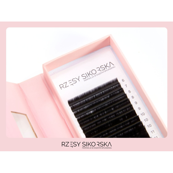 Rzęsy Sikorska Premium Black - Mix Palette - Skręt D