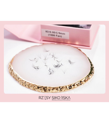 Rzęsy Sikorska - Gotowe Kępki Rzęs 8D/0,05 (1000 szt.) Black – Single Box