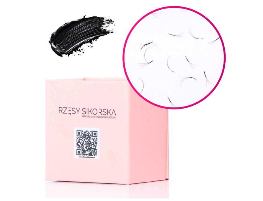 Rzęsy Sikorska - Gotowe Kępki Rzęs 3D/0,07 (250 szt.) Black – Small Single Box