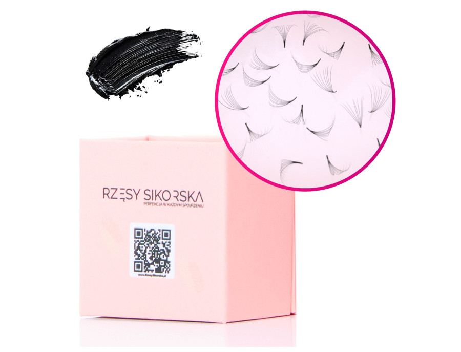 Rzęsy Sikorska - Gotowe Kępki Rzęs 8D/0,07 (250 szt.) Black – Small Single Box