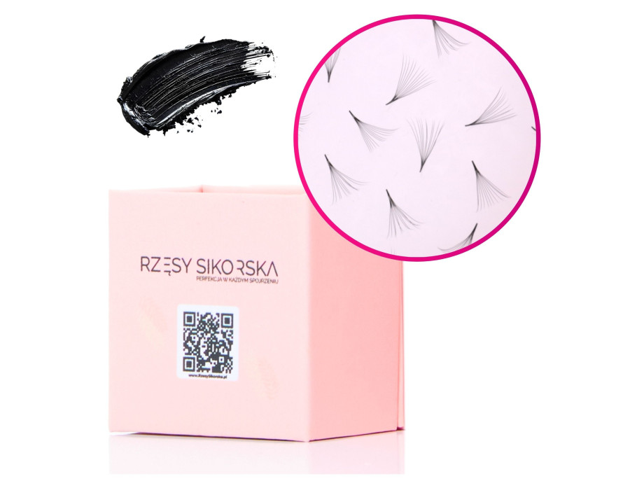 Rzęsy Sikorska - Gotowe Kępki Rzęs 12D/0,05 (250 szt.) Black – Small Single Box