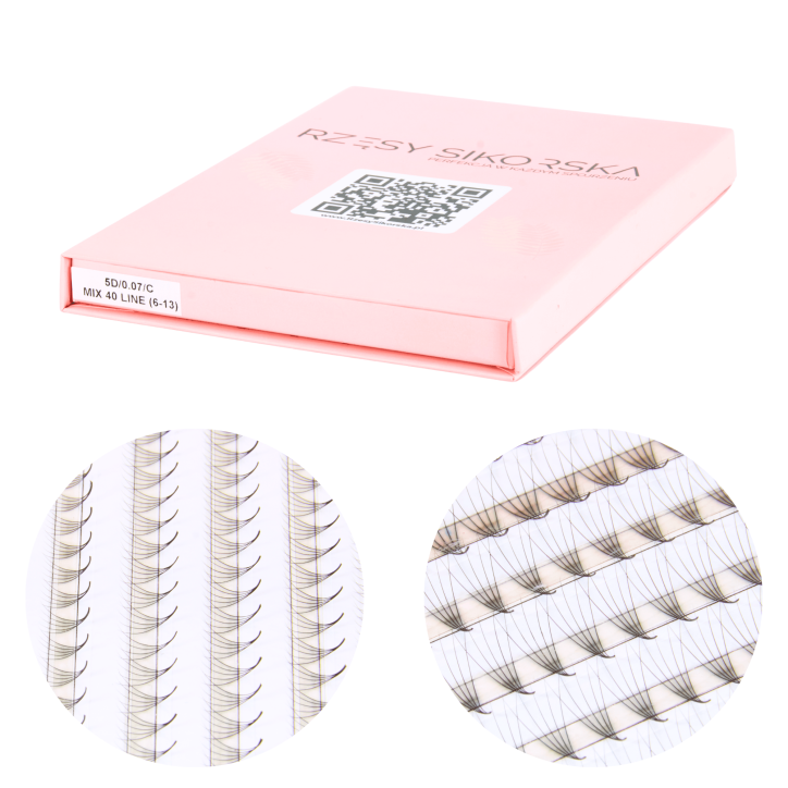 Gotowe Kępki Rzęs 5D/0,07 (1200 szt. 6-13) Black – Mix Palette