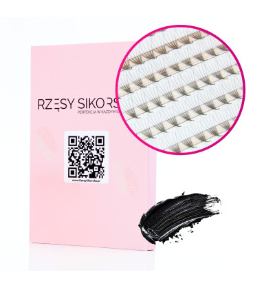 Rzęsy Sikorska - Gotowe Kępki Rzęs 5D/0,07 (1200 szt. 6-13) Black – Mix Palette