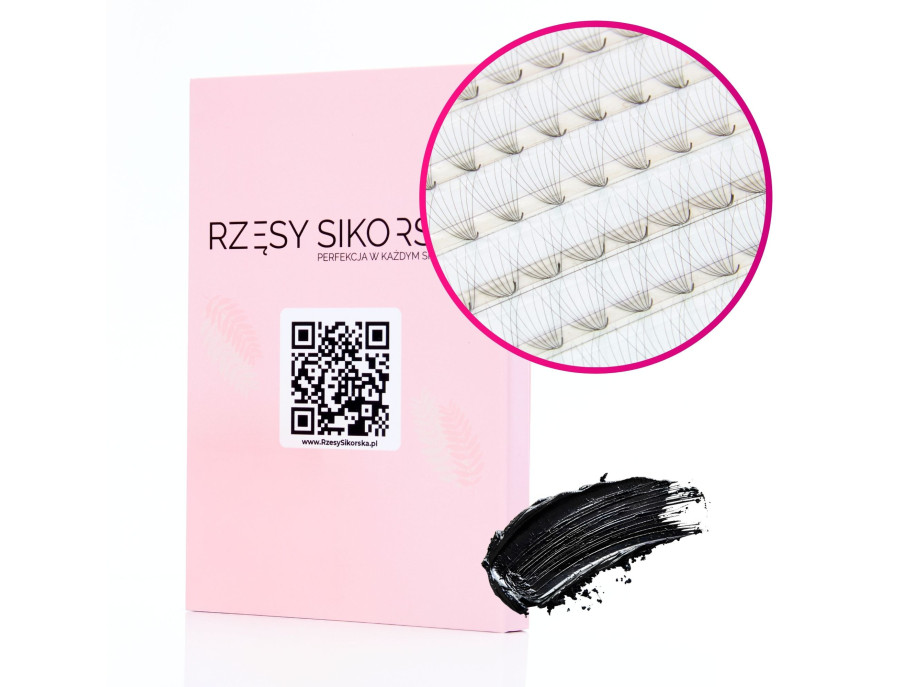 Rzęsy Sikorska - Gotowe Kępki Rzęs 8D/0,05 (1200 szt. 6-13) Black – Mix Palette