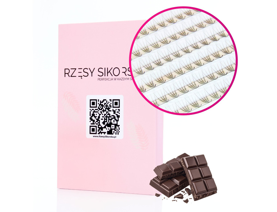 Rzęsy Sikorska - Gotowe Kępki Rzęs 4D/0,07 (1200 szt. 6-13) Dark Brown – Mix Palette