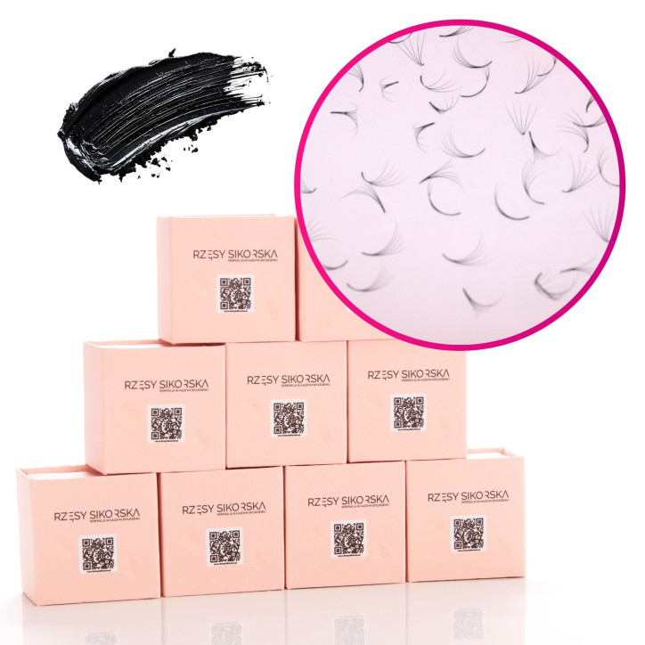 Gotowe Kępki Rzęs 5D/0,07 6-14mm (2250 szt.) Black - Zestaw