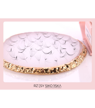 Rzęsy Sikorska - Gotowe Kępki Rzęs 6D/0,07 6-14mm (2250 szt.) Black - Zestaw