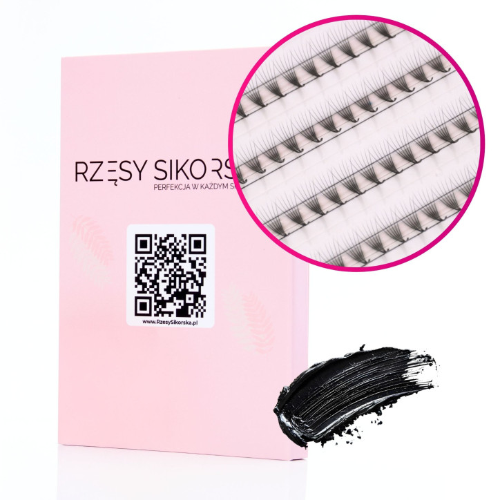 Gotowe Wąskie Kępki Rzęs 6D/0,07 (1800 szt. 6-12) Black – Mix Palette