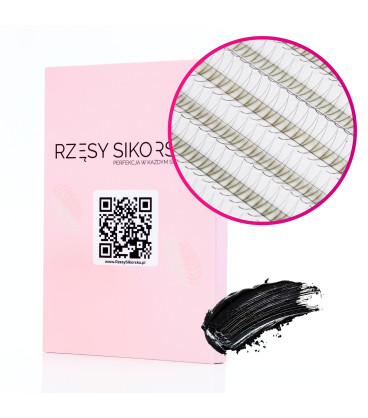 Rzęsy Sikorska - Gotowe Kępki Rzęs 2D/0,07 (1200 szt. 6-13) Black – Mix Palette