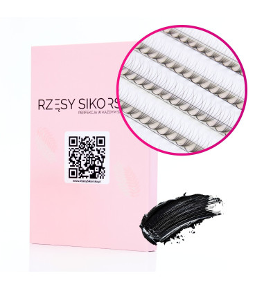 Rzęsy Sikorska - Gotowe Wąskie Kępki Rzęs 6D/0,07 (1800 szt. 6-13) Black – Mix Palette
