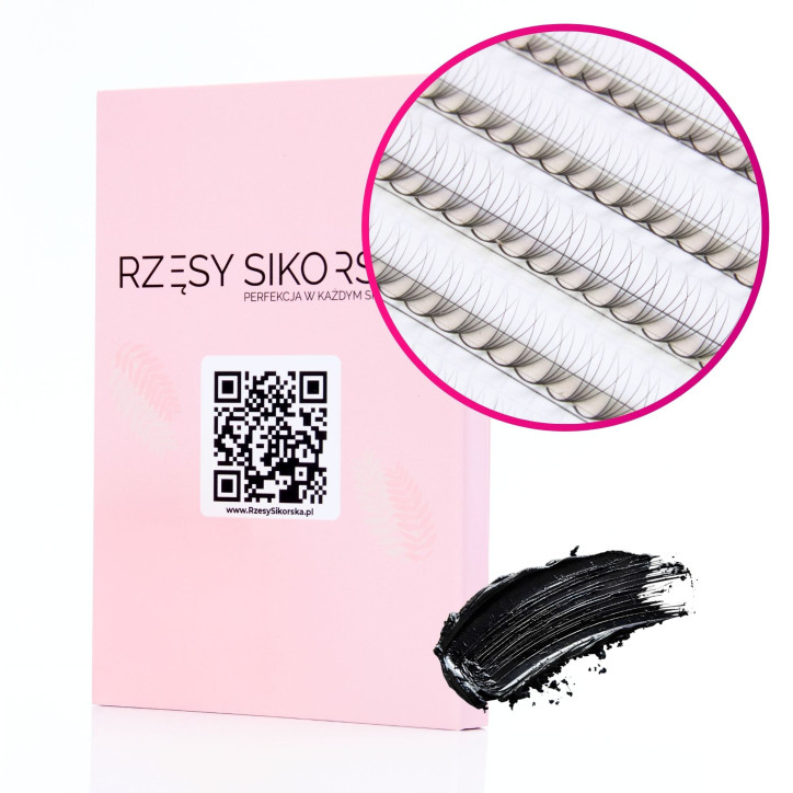 Gotowe Wąskie Kępki Rzęs 4D/0,07 (1800 szt. 6-13) Black – Mix Palette