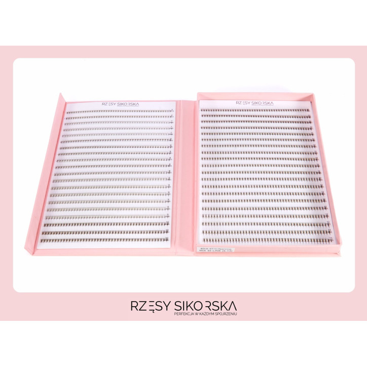 Gotowe Wąskie Kępki Rzęs 4D/0,07 (1800 szt. 6-13) Black – Mix Palette