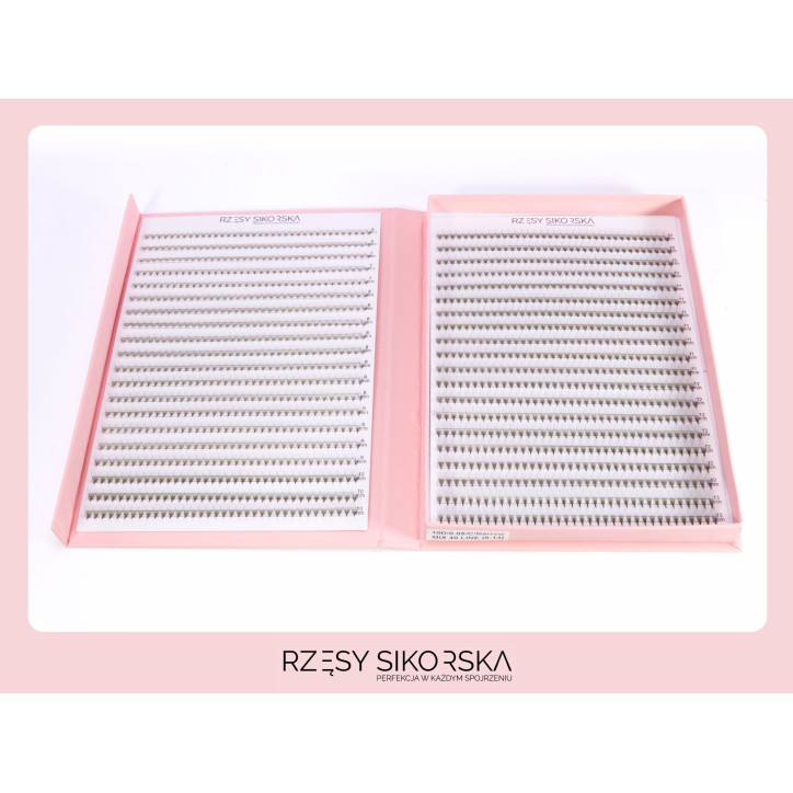 Gotowe Wąskie Kępki Rzęs 10D/0,05 (1440 szt. 6-13) Black – Mix Palette
