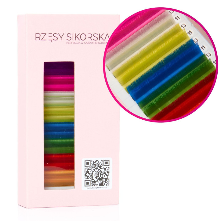 Rzęsy Sikorska Premium Rainbow - Kolorowy Mix Palette