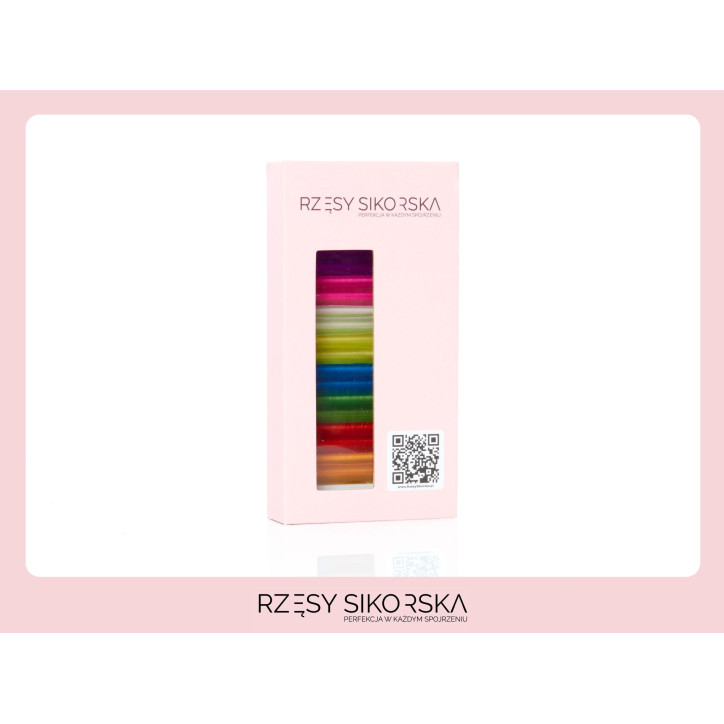 Rzęsy Sikorska Premium Rainbow - Kolorowy Mix Palette