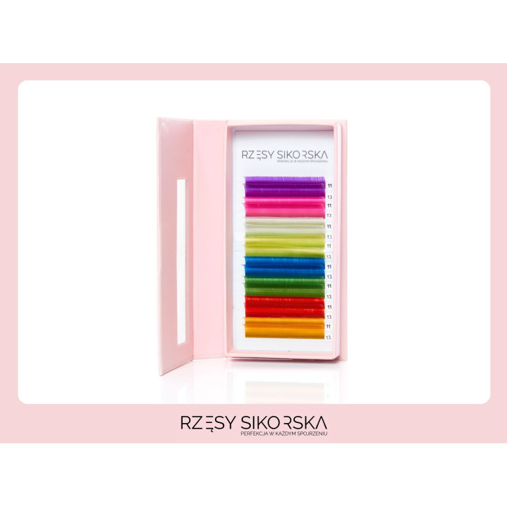 Rzęsy Sikorska Premium Rainbow - Kolorowy Mix Palette