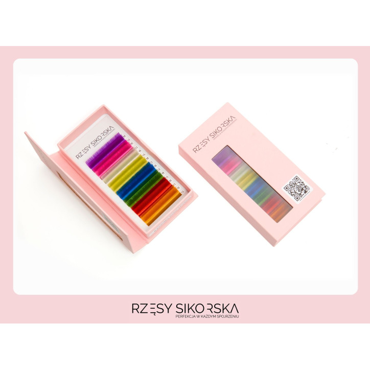 Rzęsy Sikorska Premium Rainbow - Kolorowy Mix Palette