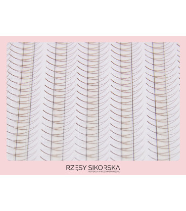 Rzęsy Sikorska - Gotowe Kępki Rzęs 2D/0,07 (1200 szt. 6-13) Dark Brown – Mix Palette