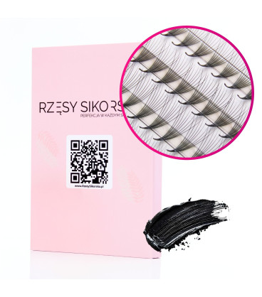 Rzęsy Sikorska - Gotowe Wąskie Kępki Rzęs 8D/0,05 (1440 szt. 6-12) Black – Mix Palette