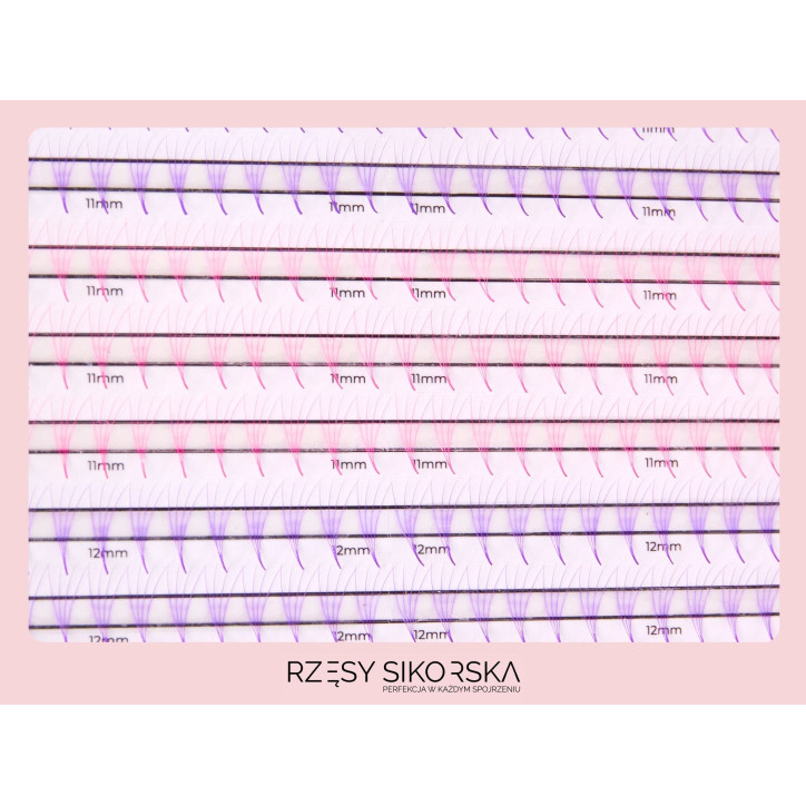 Gotowe Kolorowe Kępki Rzęs 4D/0,07/C (1200 szt. 10-13) Rainbow – Mix Palette Gotowe Kolorowe Kępki Rzęs 4D/0,07/C (1200 szt. 10-13) Rainbow – Mix Palette