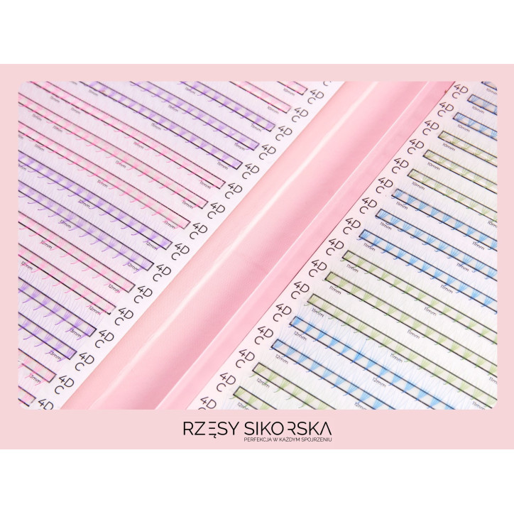 Gotowe Kolorowe Kępki Rzęs 4D/0,07/C (1200 szt. 10-13) Rainbow – Mix Palette Gotowe Kolorowe Kępki Rzęs 4D/0,07/C (1200 szt. 10-13) Rainbow – Mix Palette