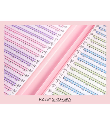 Rzęsy Sikorska - Gotowe Kolorowe Kępki Rzęs 6D/0,07 (1200 szt. 10-13)