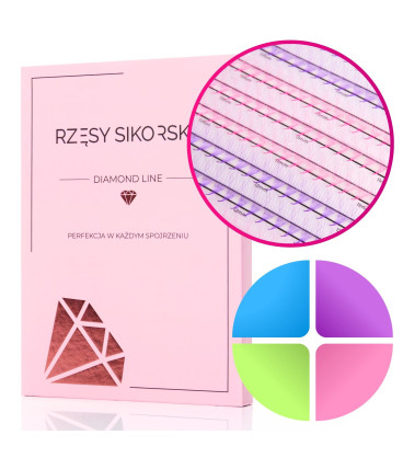 Rzęsy Sikorska - Gotowe Kolorowe Kępki Rzęs 6D/0,07 (1200 szt. 10-13)