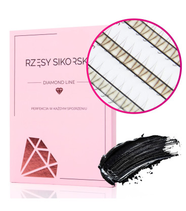 Rzęsy Sikorska - Gotowe Kępki Rzęs 2D/0,07 (1200 szt. ) Black – Mix Palette