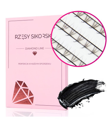 Rzęsy Sikorska - Gotowe Kępki Rzęs 3D/0,07 (1200 szt. ) Black – Mix Palette
