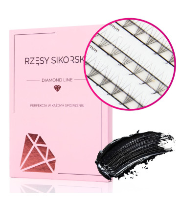 Rzęsy Sikorska - Gotowe Kępki Rzęs 4D/0,07 (1200 szt. ) Black – Mix Palette