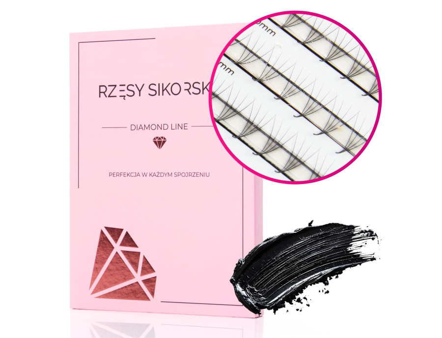 Rzęsy Sikorska - Gotowe Kępki Rzęs 4D/0,07 (1200 szt. ) Black – Mix Palette