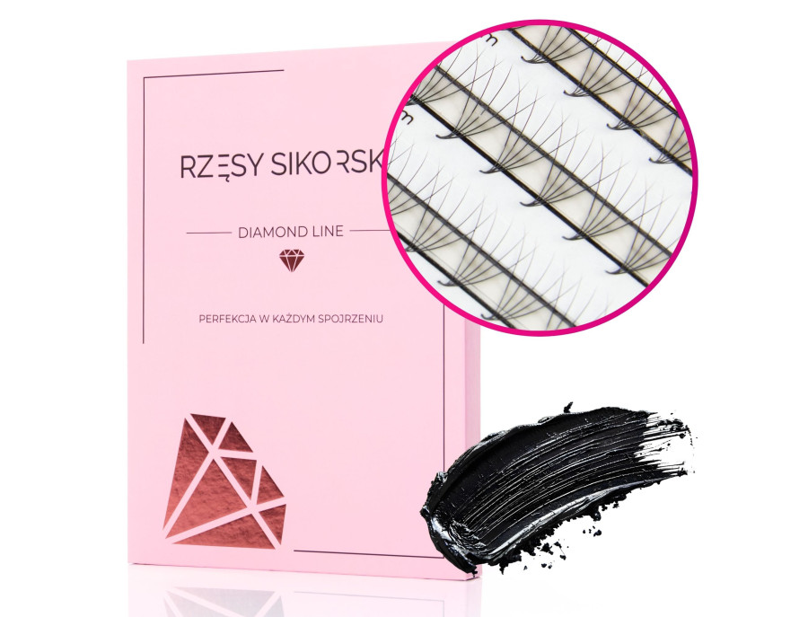 Rzęsy Sikorska - Gotowe Kępki Rzęs 5D/0,07 (1200 szt. ) Black – Mix Palette