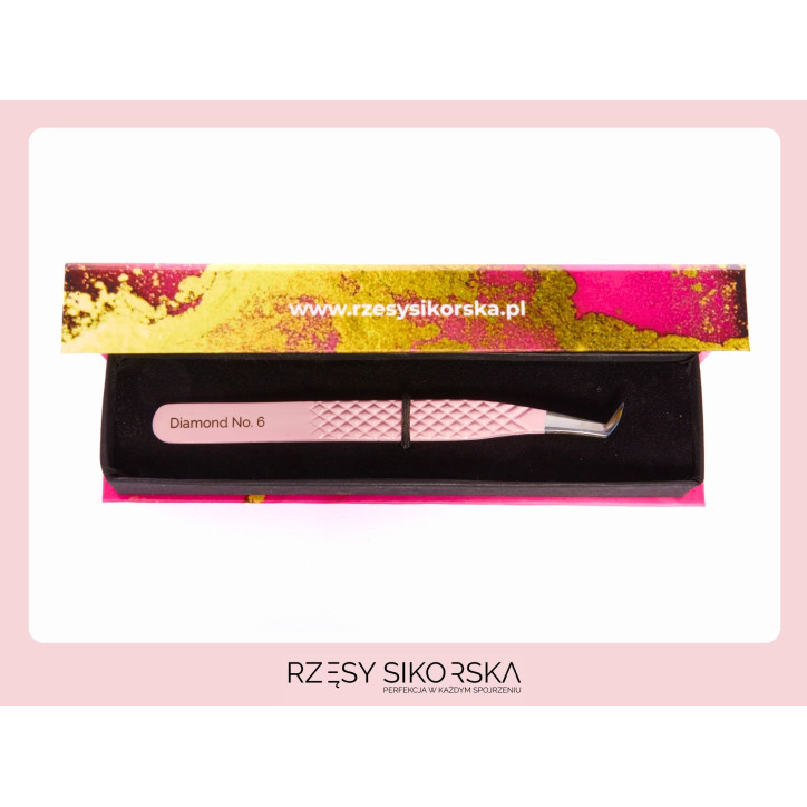 Pęseta do rzęs Diamond No. 6 Light Volume | Rzęsy Sikorska