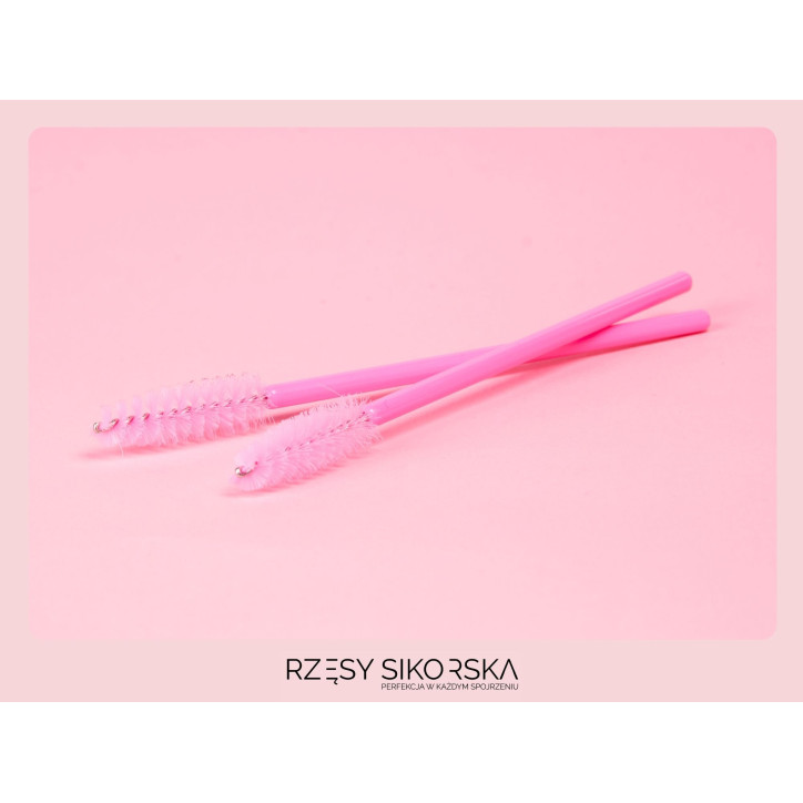 Jednorazowe szczoteczki do rzęs (spiralki) różowe – 50 szt.