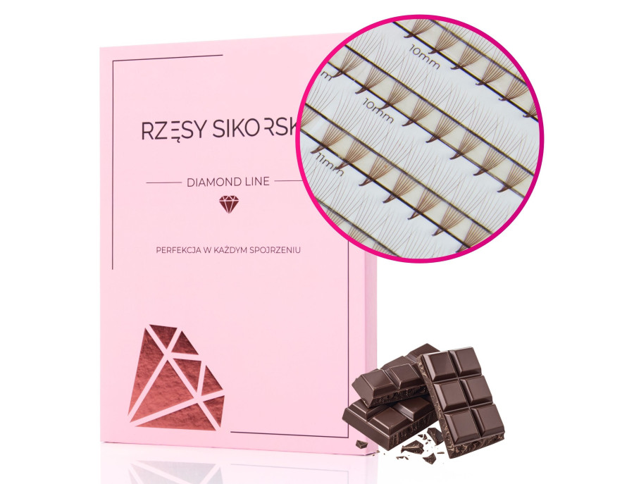 Rzęsy Sikorska - Gotowe Wąskie Kępki Rzęs 8D/0,05 (1440 szt. 6-12) Black – Mix Palette