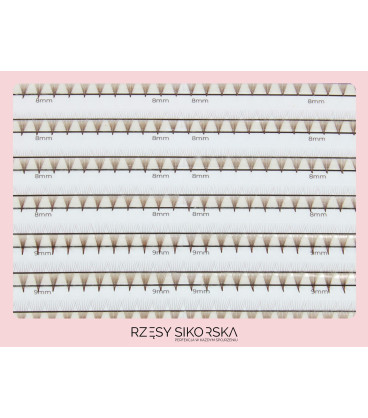 Rzęsy Sikorska - Gotowe Wąskie Kępki Rzęs 8D/0,05 (1440 szt. 6-12) Black – Mix Palette