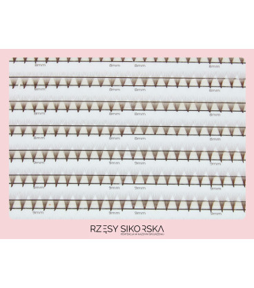Rzęsy Sikorska - Gotowe Wąskie Kępki Rzęs 12D/0,05 (1200 szt. 6-12) Black – Mix Palette