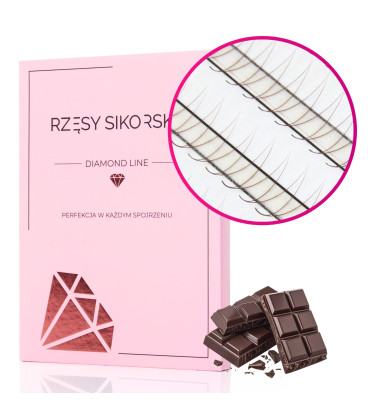 Rzęsy Sikorska - Gotowe Kępki Rzęs 2D/0,07 (1200 szt. 6-13) Dark Brown – Mix Palette