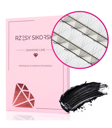 Rzęsy Sikorska - Gotowe Kępki Rzęs 8D/0,05 (1200 szt. 6-13) Black – Mix Palette